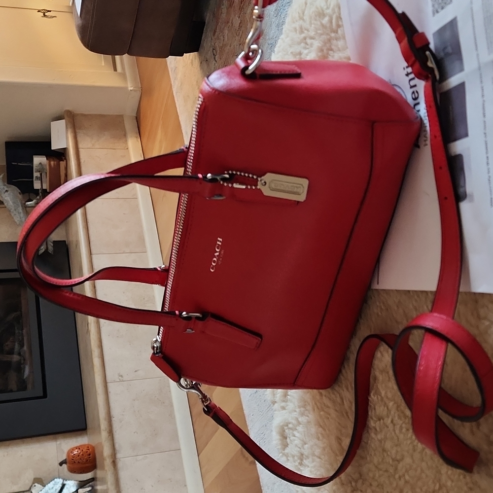 NWOT Coach Saffiano Small Red Leather Satchel/Crossbody ❤️💄 - Picture 14 of 15